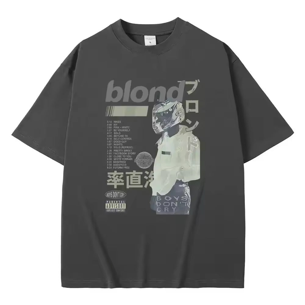 Frank Ocean: blond oversized shirt